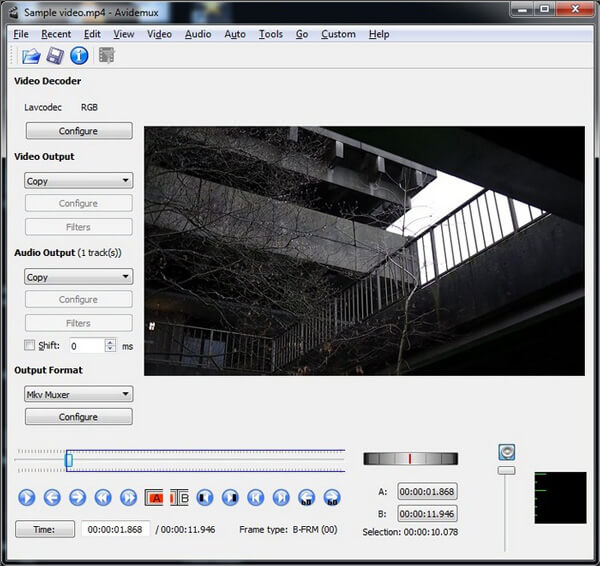 MP4分割ソフトAvidemux